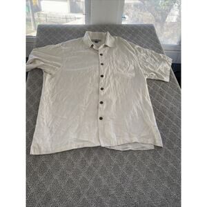 Tommy Bahama Mens XL Short Sleeve Button Up Shirt Silk Cream White